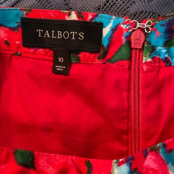 Talbots Red and Blue Floral A-Line Skirt - Picture 6 of 6